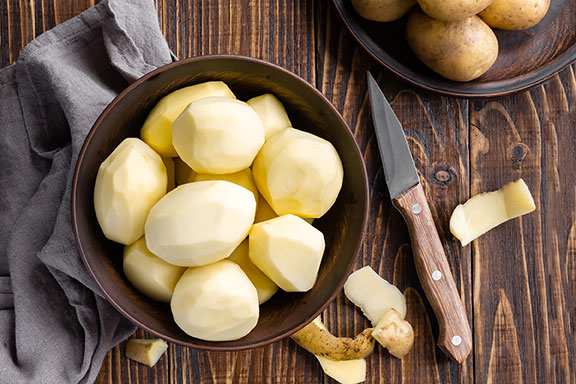 Peeled potatoes