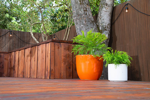 Redwood Deck and bench.