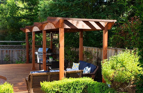 Redwood pergola.