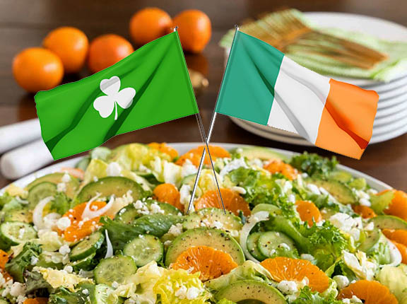 Irish flags and a salad.