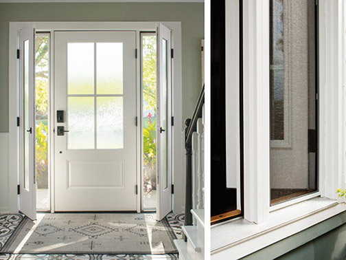 Entry doors with vented sidelites.
