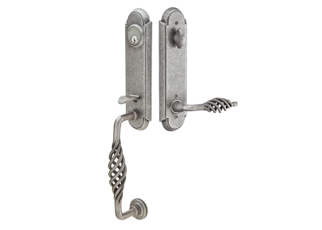 Door_Hardware_Wrought_Steel_Tubular_Entry_Set_Rustic_Monolithic_Lafayette_Grip_Satin_Steel_461111LSWS_5x7